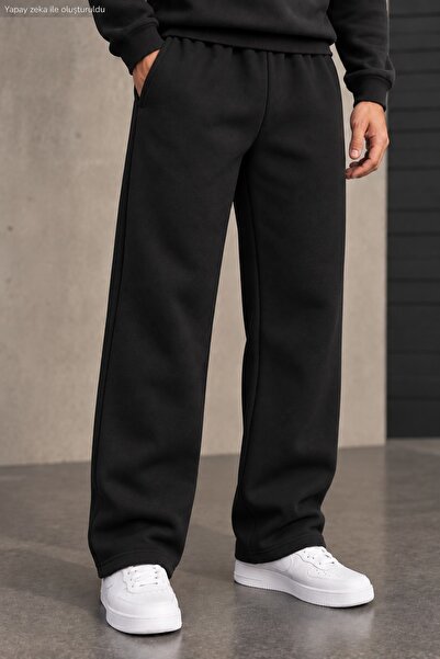 caddekombin Men's Loose Fit Sweatpants Streetwear Wide Leg Straight Leg Knitt...