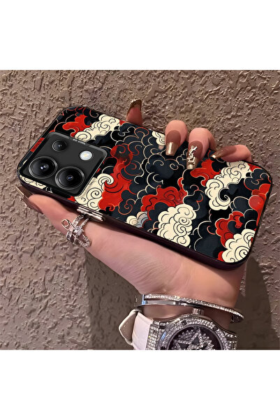 PATTERNOVA Redmi Note 13 Pro 5G Ulusal Trend Kırmızı Siyah Bulut Baskılı Tele...