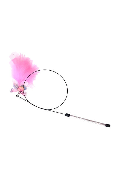 Generic Brand Cat Teaser Wand with Pink Feather on Wire Loop