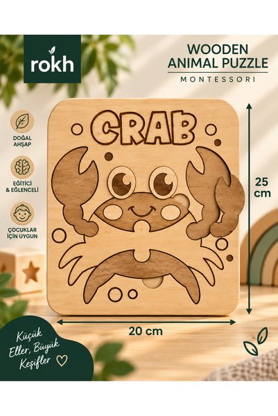 ROKH 🐷   Montessori Wooden Pig Puzzle 20X25 cm |   Piggy Themed Wooden Puzzle |   Children's Puzzle Toy 🧩