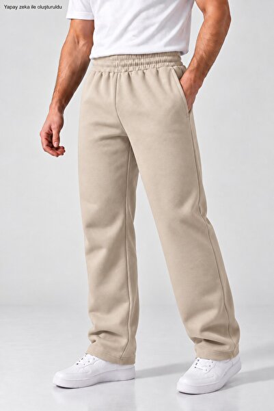 caddekombin Men's Loose Fit Sweatpants Streetwear Wide Leg Straight Leg Knitt...