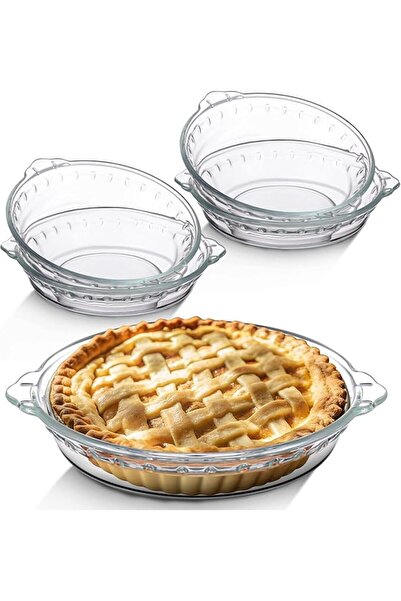 EXCEFORE 2Pcs Glass Pie Pan For Baking, 7Inch Heat Resistant Glass Round Baki...