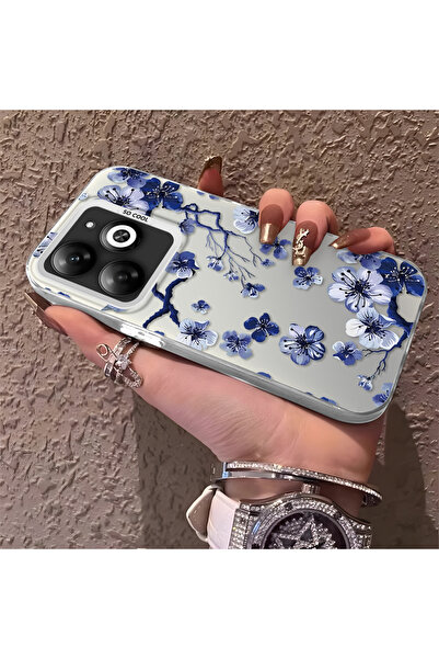 PATTERNOVA Infinix Smart 8/8 Pro/8 Plus Uyumlu Mavi Beyaz Erik Çiçeği Dal Bas...