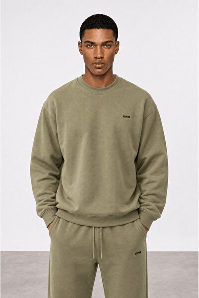 Respire Men's Basic Oversize Sweatshirt Khaki