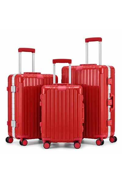 Dubai Power 3PC Aluminum Frame Hardside Luggage 20/24/28 Inch with TSA Passwo...
