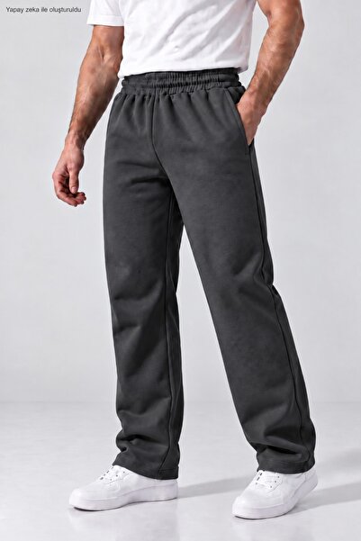 caddekombin Men's Loose Fit Sweatpants Streetwear Wide Leg Straight Leg Knitt...
