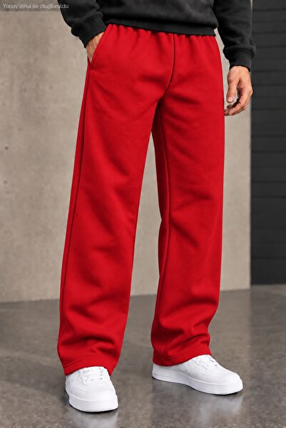caddekombin Men's Loose Fit Sweatpants Streetwear Wide Leg Straight Leg Knitt...