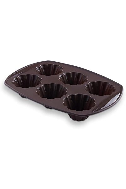 Penguen B321E6 6-Cup Flower-Shape Silicone Muffin Mould - Coffee