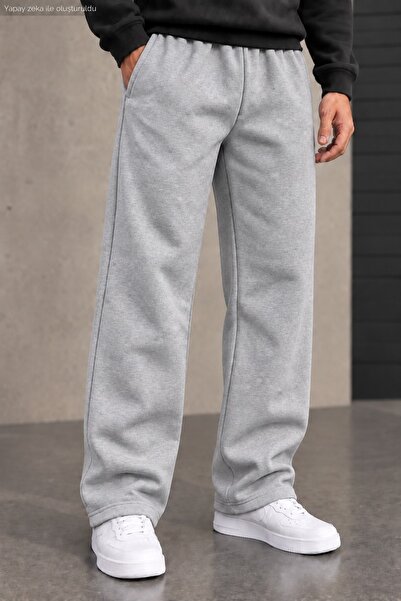 caddekombin Men's Loose Fit Sweatpants Streetwear Wide Leg Straight Leg Knitt...