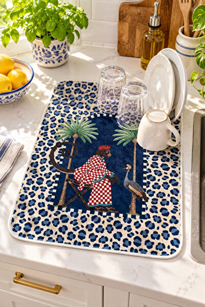Pilloveland Su Emici Bulaşık Kurutma Matı - 40*50 cm - Palm Royale