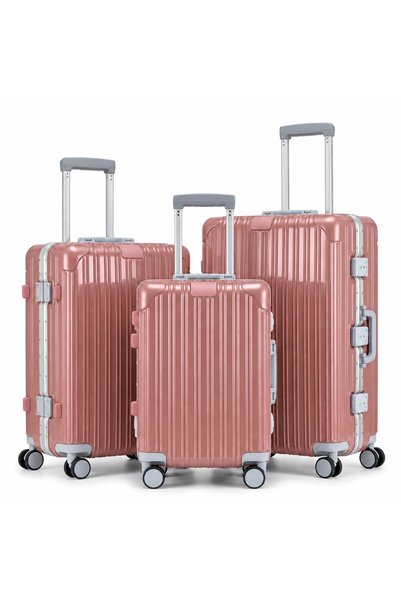 Dubai Power 3PC Aluminum Frame Hardside Luggage 20/24/28 Inch with TSA Passwo...