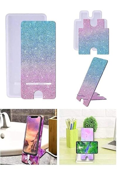 GENERAL 2 Sets Silicone Phone Stand Resin Mold – White Epoxy Casting Molds fo...