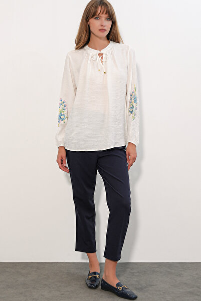 Modamorfo Women's Embroidered Oversize Blouse 1000 - White