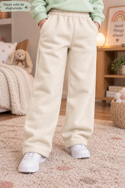 Birdirbir Uniseks Çocuk Wide Leg Sweatpants - Yüksek Bel Salaş Eşofman Altı