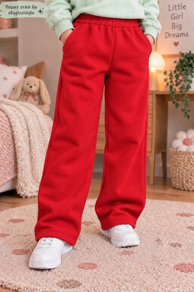 Birdirbir Uniseks Çocuk Wide Leg Sweatpants - Yüksek Bel Salaş Eşofman Altı