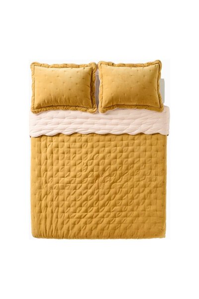 Anthropologie Abbott Cotton Velvet Edge Detailed Double Bedspread