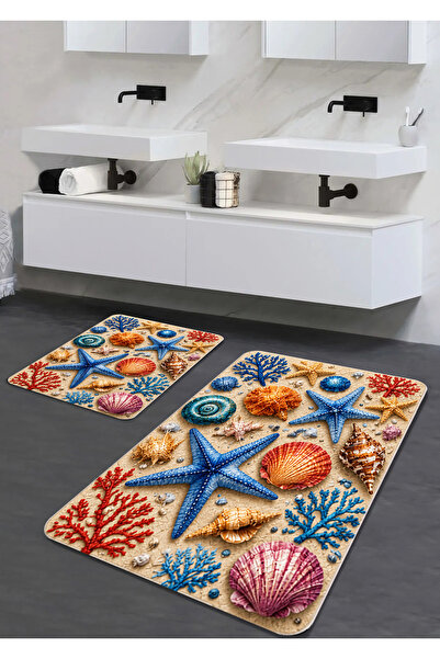 Liva home Luxury Spongy Digital Printed 2-Piece Bathroom Mat Set in 40X60-60X...