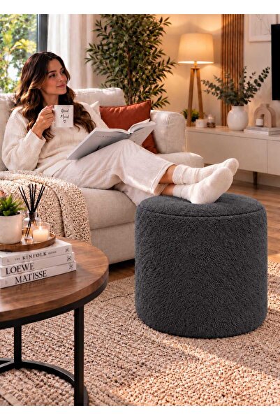 Mgr Office Nuvia Teddy Puf 35x36 cm Yumuşak Dokulu Kumaş Kaymaz Tabanlı Dekor...