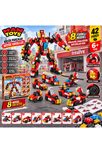 Han toys İtfaiye Takımı 8 Farklı Model Yapılabilen 42 Parça Blok Oyuncak