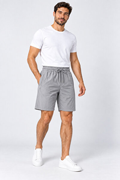 TKT Parachute Fabric Gray Shorts with Zippered Back Pockets and Elastic Waist...