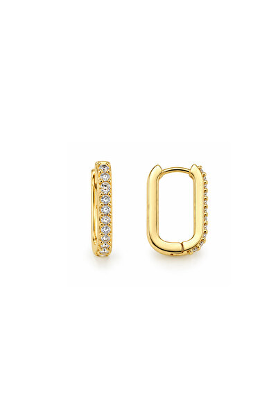 Merano Design Taşlı Gold Küpe