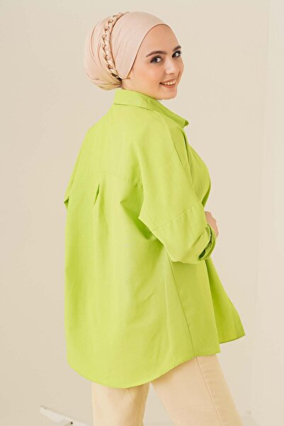 Modamorfo 103901 Oversize Basic Hijab Shirt - Green