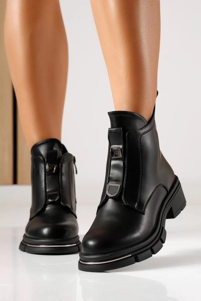 Zaira Women's black padded boots made of eco- Leather suede Athena #30113 - 40