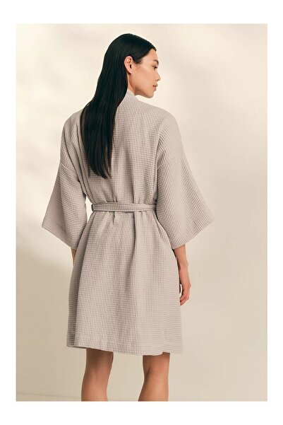 THE WHITE COMPANY رداء حمام نسائي من القطن العضوي الأساسي بنمط الوافل