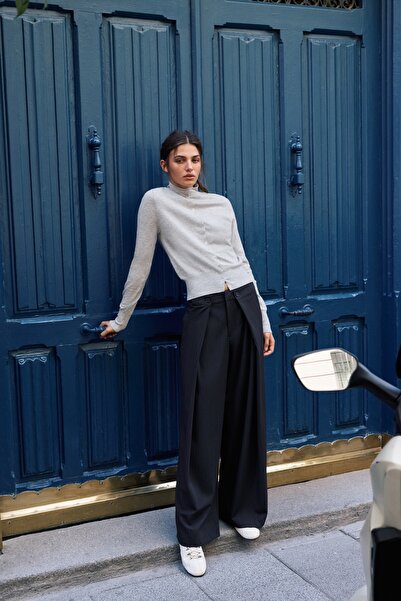 Pull & Bear Pileli geniş paça pantolon