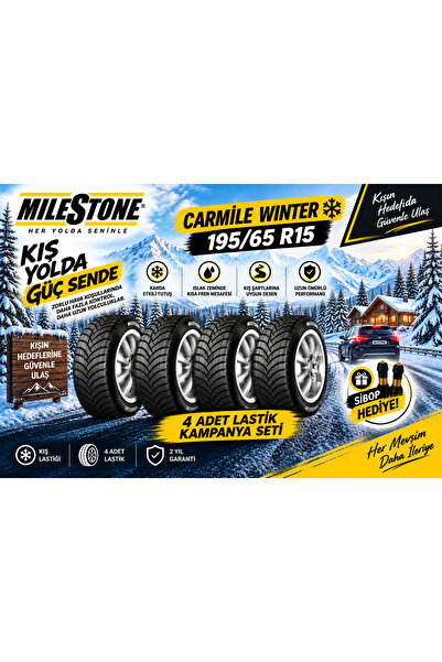 Milestone 195/65 R15 CARMİLE WİNTER 91H Kış Lastiği (4'LÜ TAKIM) (Üretim : 2026)
