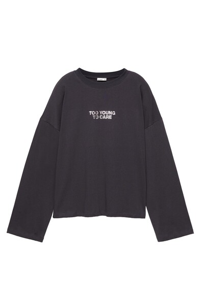 Pull & Bear Metalik yazılı tişört
