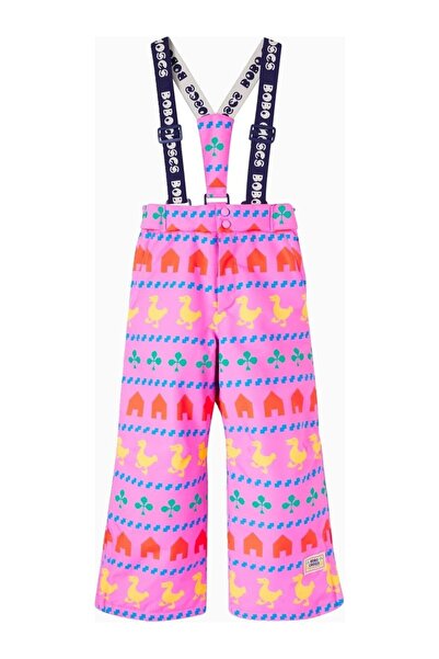 Bobo Choses Printed Children's Ski Overalls Pink