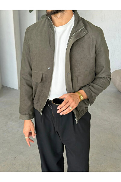 More Black Premium Suede Textured Utility Coat Jacket