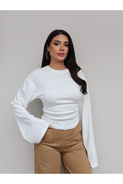 ESRAHELVACI Side Gathered Long Sleeve Blouse