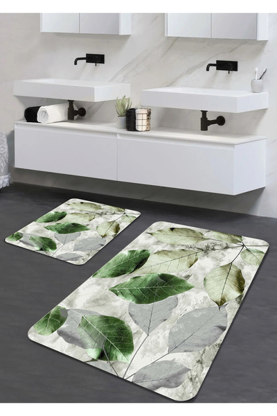 Liva home Luxury Spongy Digital Printed 2-Piece Bathroom Mat Set in 40X60-60X...
