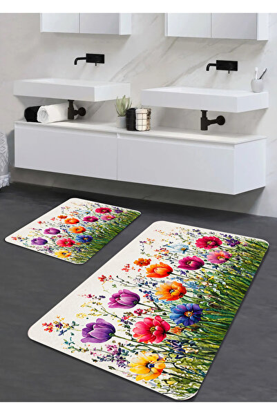 Liva home Luxury Spongy Digital Printed 2-Piece Bathroom Mat Set in 40X60-60X...