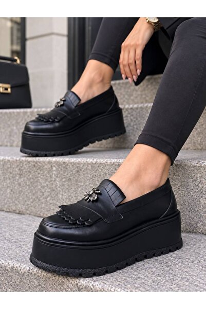 Moldo Shoes Аманда черни кожени мокасини, естествена кожа