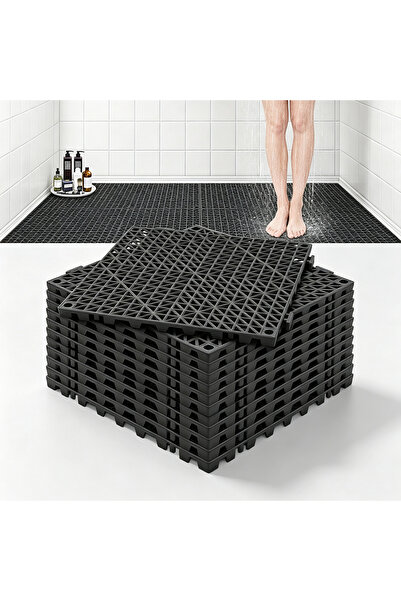 YESMAX 12pcs Modular Interlocking Bathroom Non-Slip Mat, 30cm X 30cm, Bath Tu...