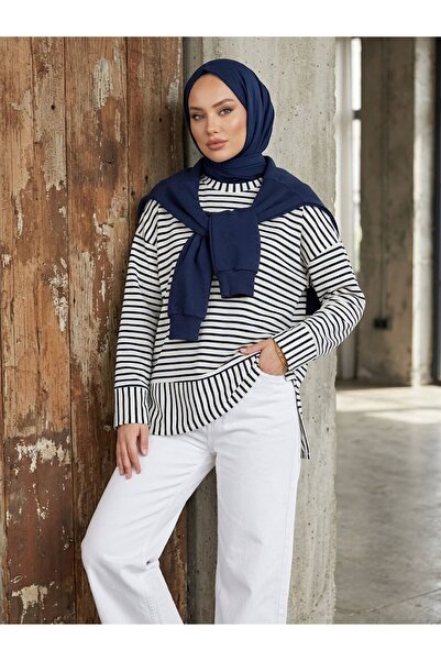 Lunsera Store Striped Oysho Tunic-Navy Blue
