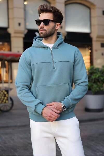 Madmext Blue Kangaroo Pocket Hooded Men's Sweatshirt E7218