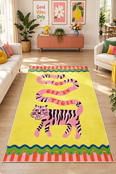 Chilai Home Goget Makinede Yıkanabilir Kaymaz Taban Leke Tutmaz Dijital Salon...