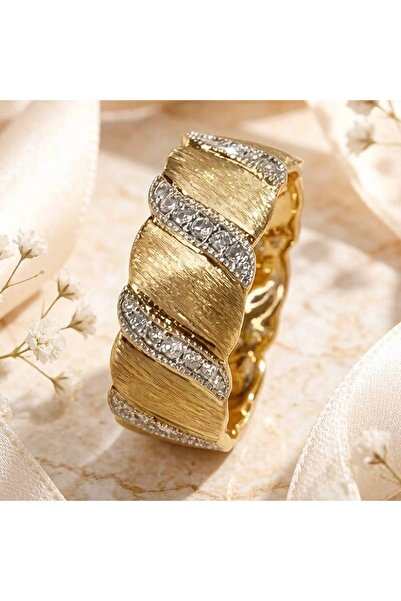 Choice 6 A925 Huitan Two Tone Women Ring Inlaid Shining CZ Fashion Party Acce...