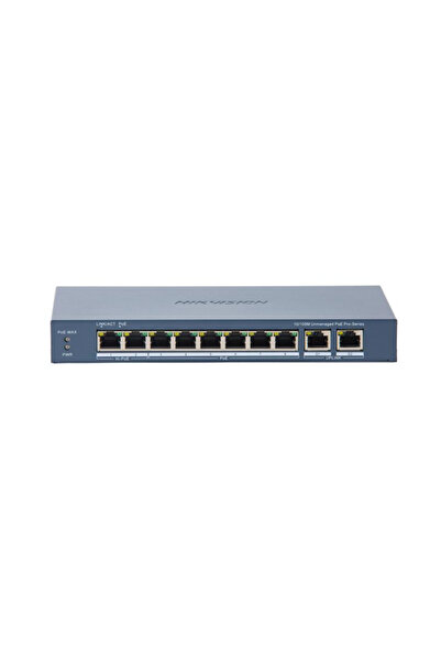 Hikvision Switch PoE : 8 × 10/100 Mbps PoE port,2 × Gigabit RJ45 port, 16 por...