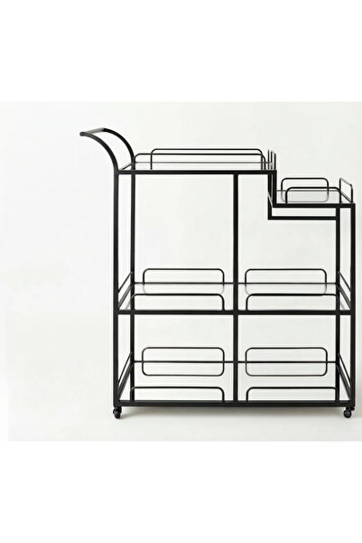 Generic Brand 3-Tier Rolling Bar Cart, Modern Metal & Glass Serving Cart with...