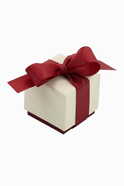 Meidi Packing Meidi Jewelry Box Ribon Down R.D, 5x5x5 cm - Cream / Bordeaux -...
