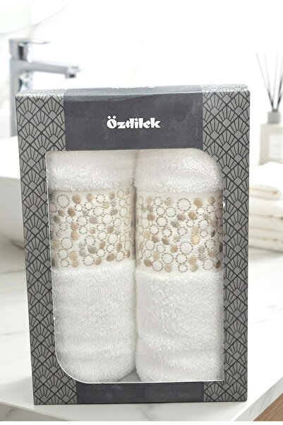 Özdilek -Daniela Beyaz- 2-Piece Towel with Gift Box Embroidered 1St Model (50...