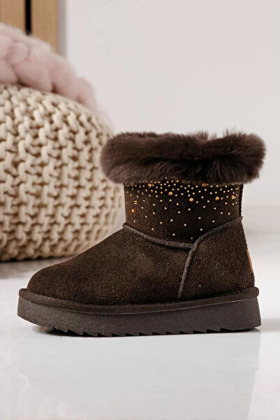 Zaira Girls' fur-lined Ug-type boots made of brown genuine suede Leather Katy...