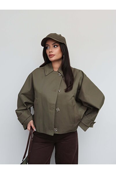 ESRAHELVACI Kapüşonlu Kısa Trench