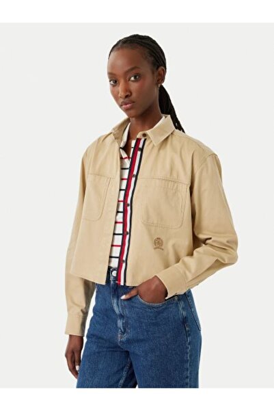 Tommy Hilfiger BEJ LOGOLU KADIN GÖMLEK