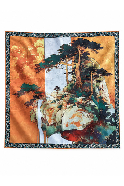 Retrobird Satensi Double Sided Square Shawl Women's Orange
